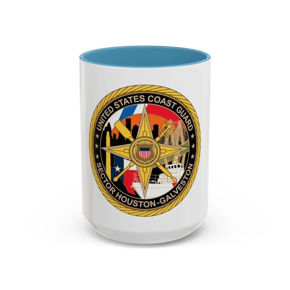 USCG Sector Houston Galveston Wardroom (U.S. Coast Guard) Accent Coffee Mug 15oz Light Blue - Go Mug Yourself