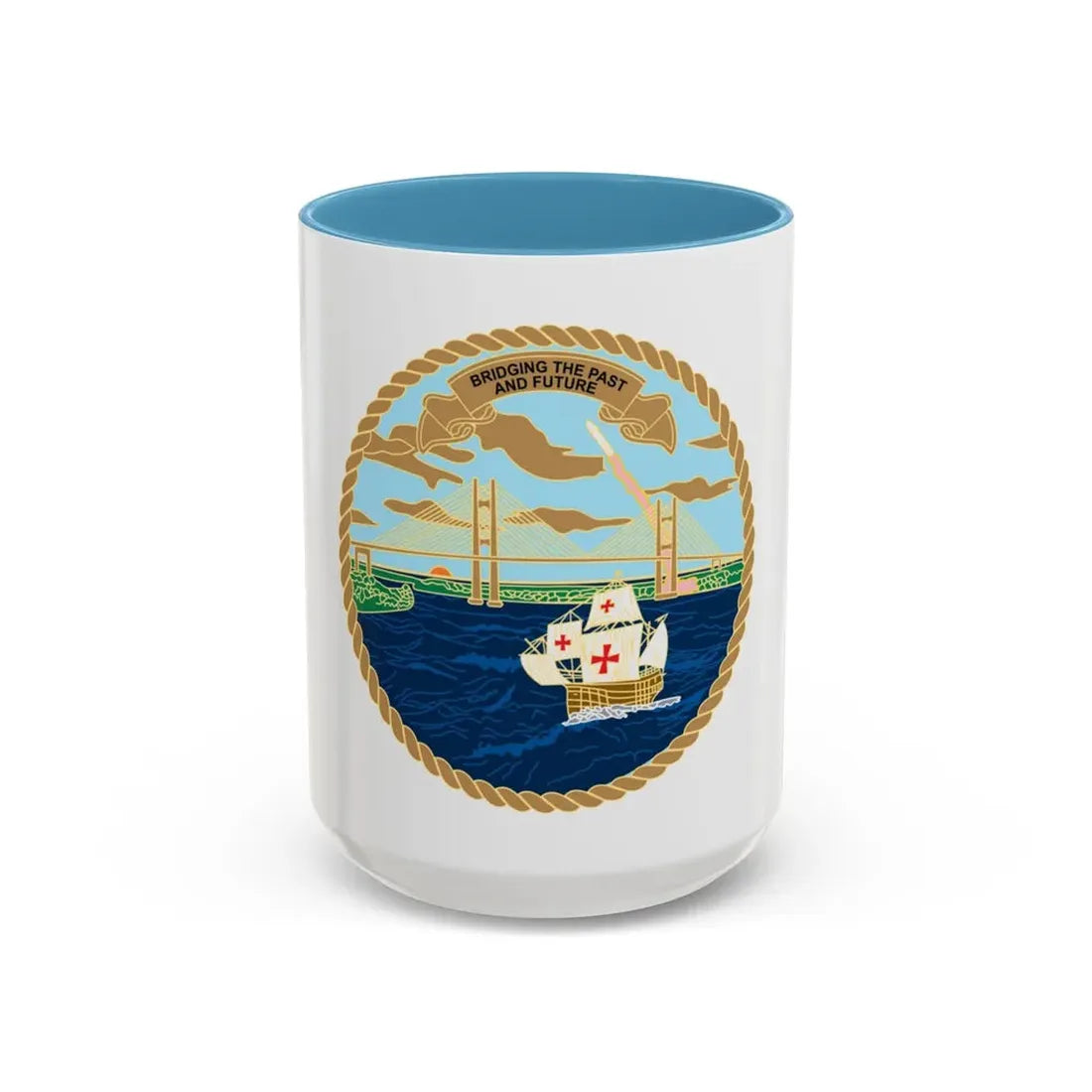 USCG Sector Jacksonville Bridge (U.S. Coast Guard) Accent Coffee Mug 15oz Light Blue - Go Mug Yourself