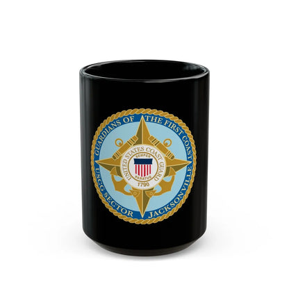 USCG Sector Jacksonville Guardians of the first coast (U.S. Coast Guard) Black Coffee Mug-15oz-Go Mug Yourself