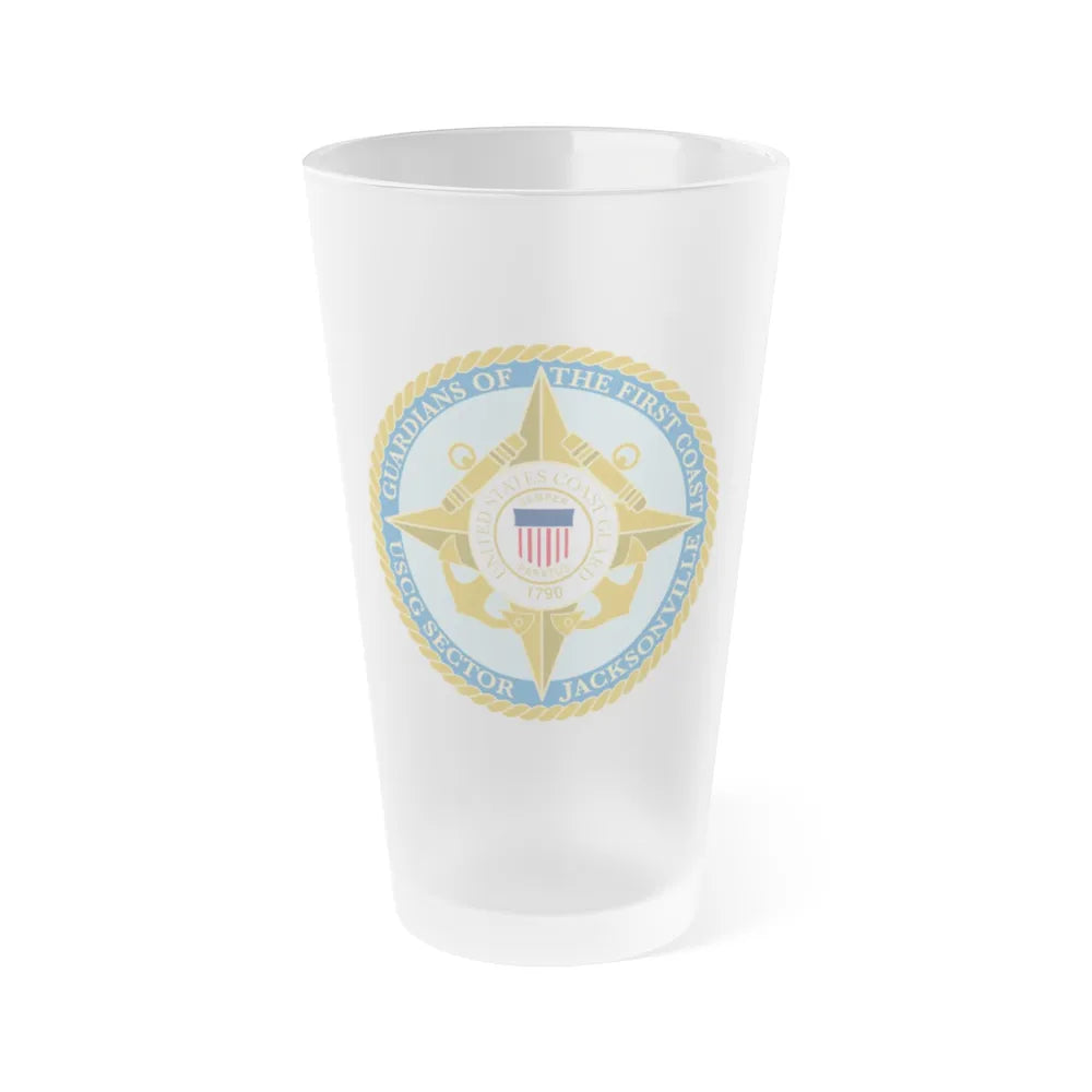 USCG Sector Jacksonville Guardians of the first coast (U.S. Coast Guard) Frosted Pint Glass 16oz-Go Mug Yourself