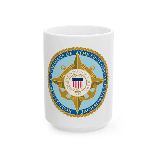 USCG Sector Jacksonville Guardians of the first coast (U.S. Coast Guard) White Coffee Mug-15oz-Go Mug Yourself