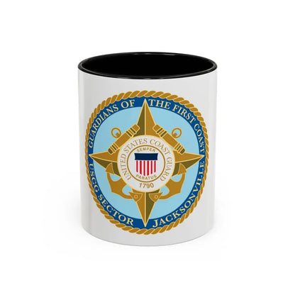 USCG Sector Jacksonville Guardians of the first coast (U.S. Coast Guard) Accent Coffee Mug 11oz Black - Go Mug Yourself