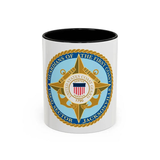 USCG Sector Jacksonville Guardians of the first coast (U.S. Coast Guard) Accent Coffee Mug 11oz Black - Go Mug Yourself