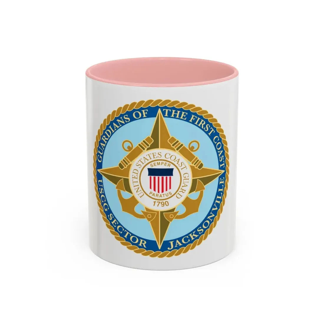 USCG Sector Jacksonville Guardians of the first coast (U.S. Coast Guard) Accent Coffee Mug 11oz Pink - Go Mug Yourself