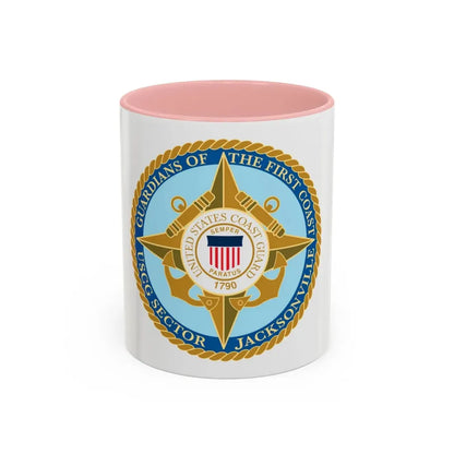 USCG Sector Jacksonville Guardians of the first coast (U.S. Coast Guard) Accent Coffee Mug 11oz Pink - Go Mug Yourself