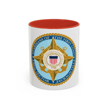 USCG Sector Jacksonville Guardians of the first coast (U.S. Coast Guard) Accent Coffee Mug 11oz Red - Go Mug Yourself