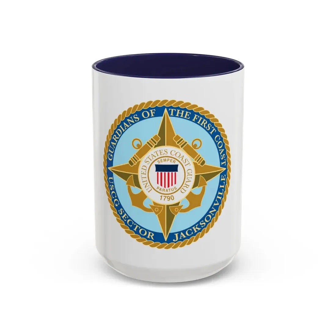 USCG Sector Jacksonville Guardians of the first coast (U.S. Coast Guard) Accent Coffee Mug 15oz Navy - Go Mug Yourself