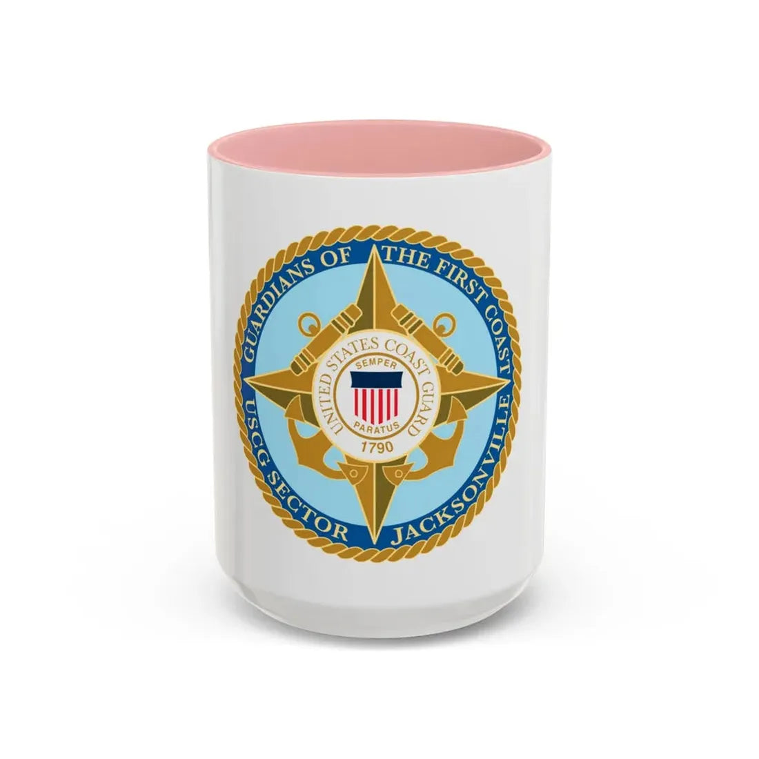 USCG Sector Jacksonville Guardians of the first coast (U.S. Coast Guard) Accent Coffee Mug 15oz Pink - Go Mug Yourself