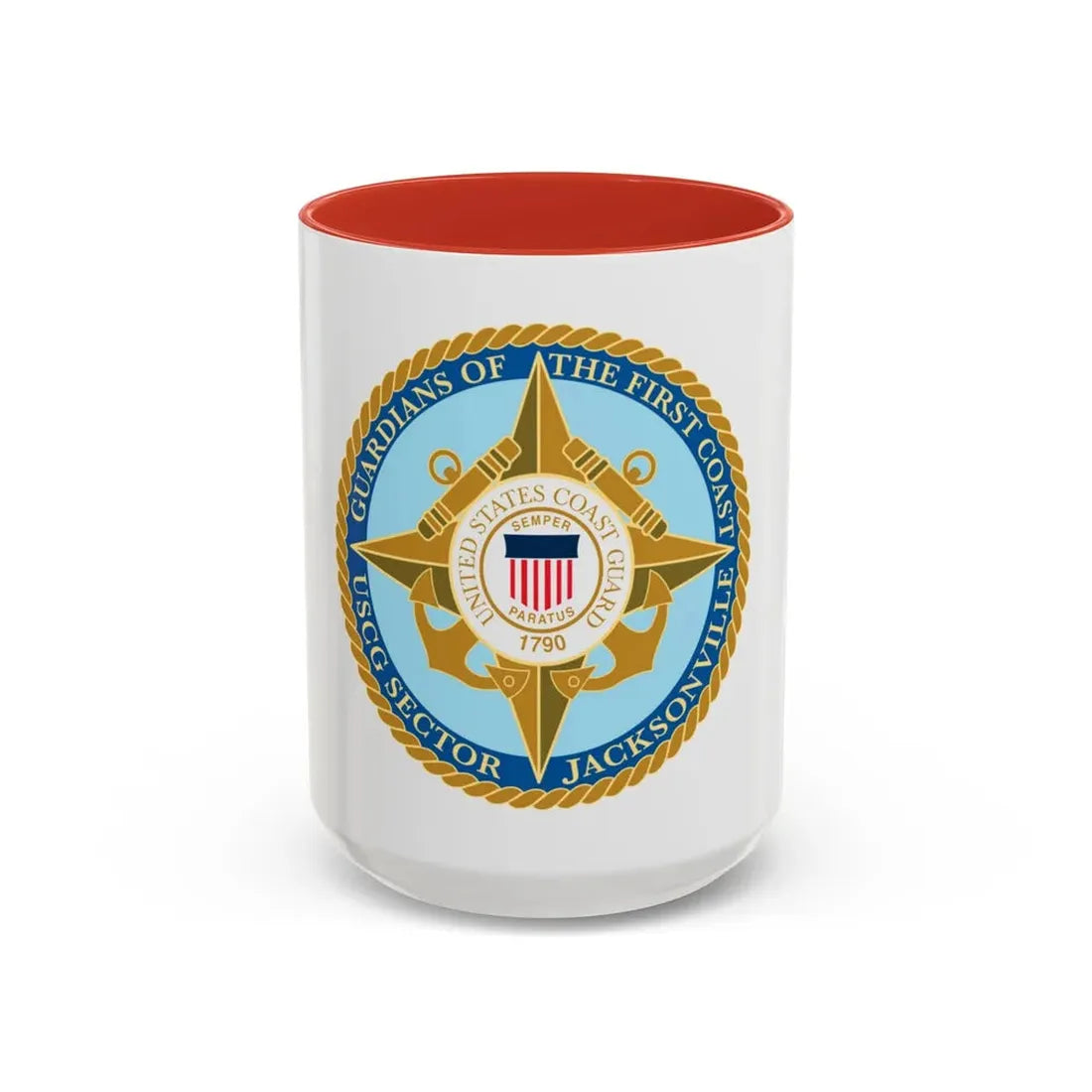 USCG Sector Jacksonville Guardians of the first coast (U.S. Coast Guard) Accent Coffee Mug 15oz Red - Go Mug Yourself