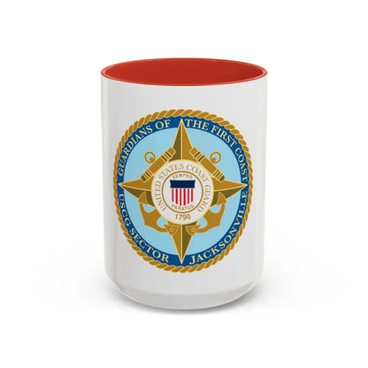 USCG Sector Jacksonville Guardians of the first coast (U.S. Coast Guard) Accent Coffee Mug 15oz Red - Go Mug Yourself