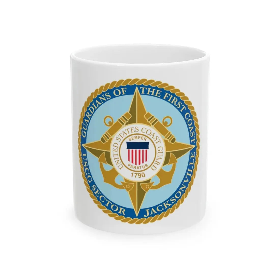 USCG Sector Jacksonville Guardians of the first coast (U.S. Coast Guard) White Coffee Mug 11oz - Go Mug Yourself