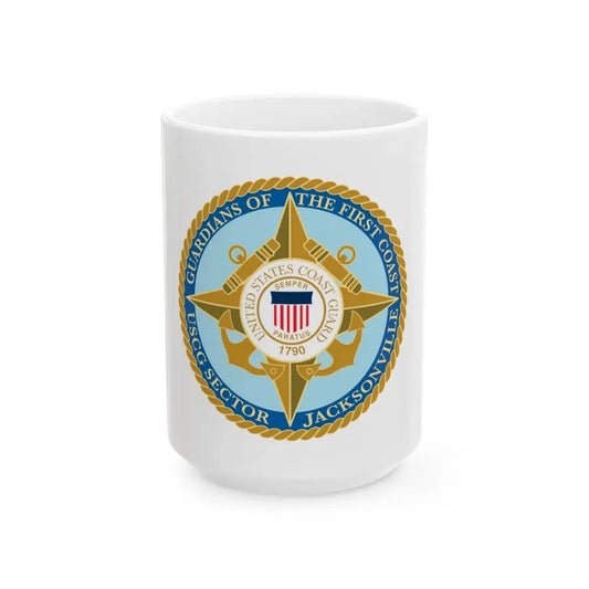 USCG Sector Jacksonville Guardians of the first coast (U.S. Coast Guard) White Coffee Mug 15oz - Go Mug Yourself
