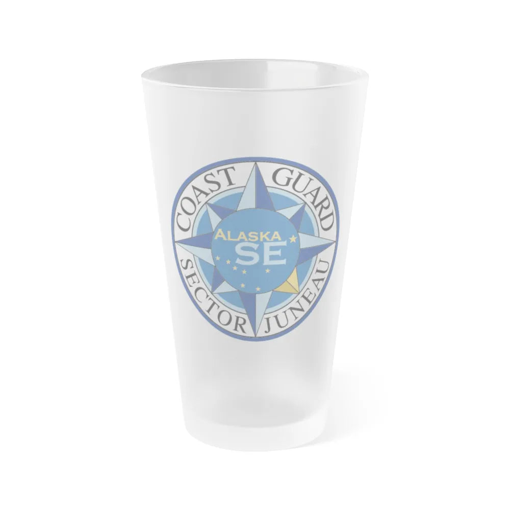 USCG Sector Juneau (U.S. Coast Guard) Frosted Pint Glass 16oz-Go Mug Yourself