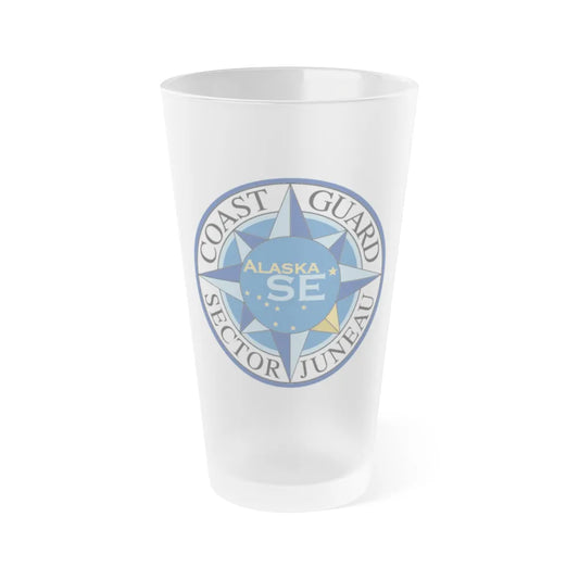 USCG Sector Juneau (U.S. Coast Guard) Frosted Pint Glass 16oz-Go Mug Yourself