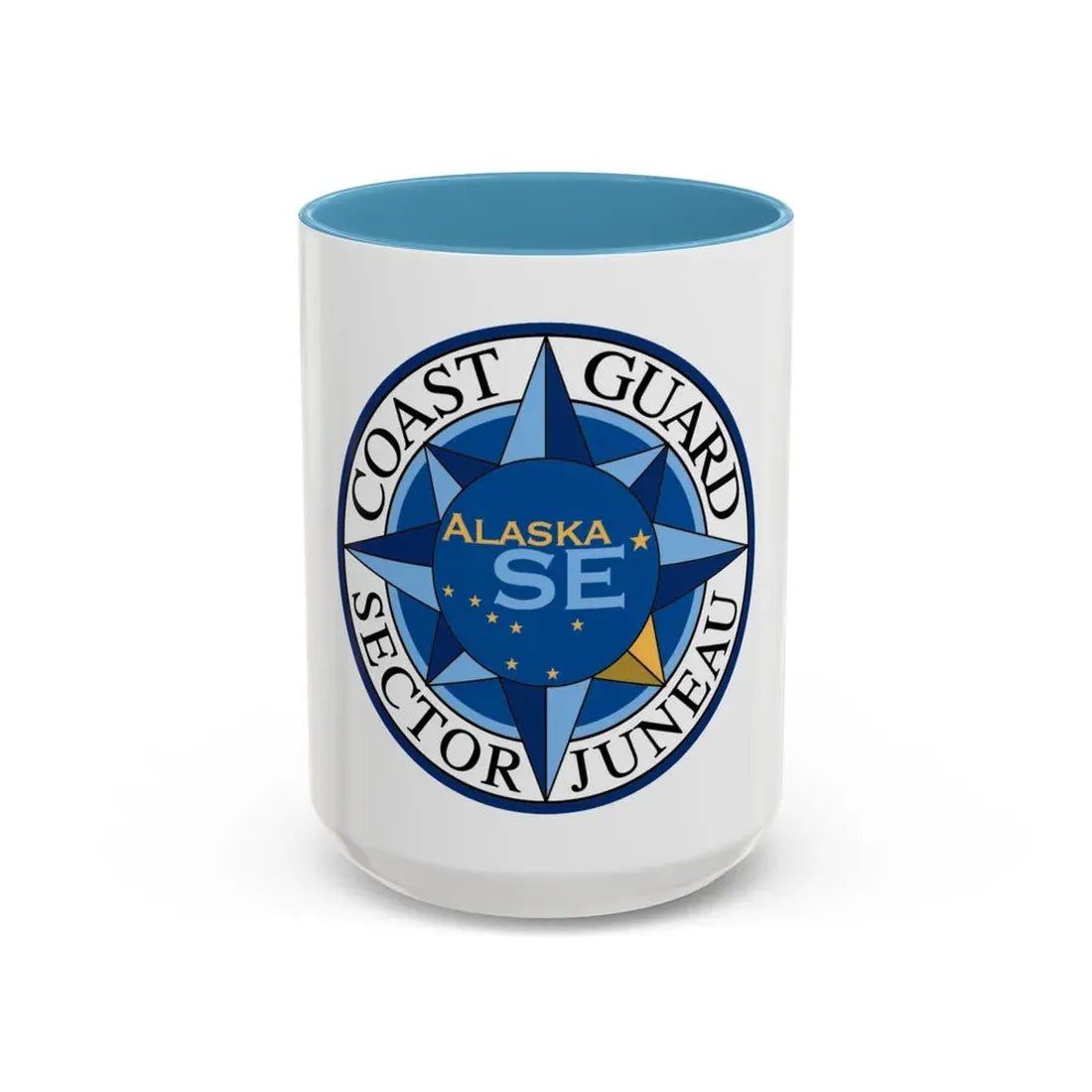 USCG Sector Juneau (U.S. Coast Guard) Accent Coffee Mug 15oz Light Blue - Go Mug Yourself