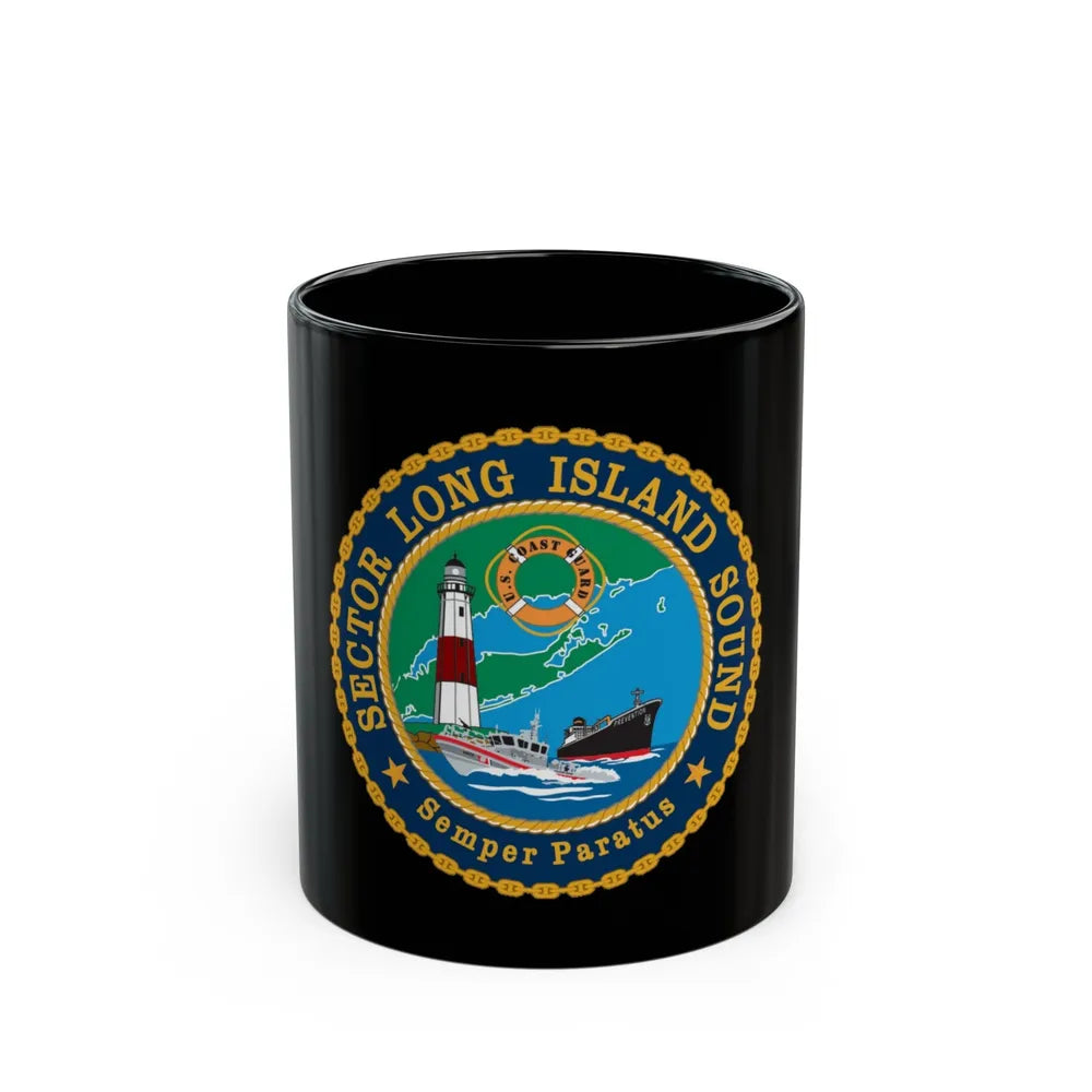 USCG Sector Long Island Sound (U.S. Coast Guard) Black Coffee Mug-11oz-Go Mug Yourself