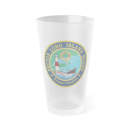 USCG Sector Long Island Sound (U.S. Coast Guard) Frosted Pint Glass 16oz-Go Mug Yourself