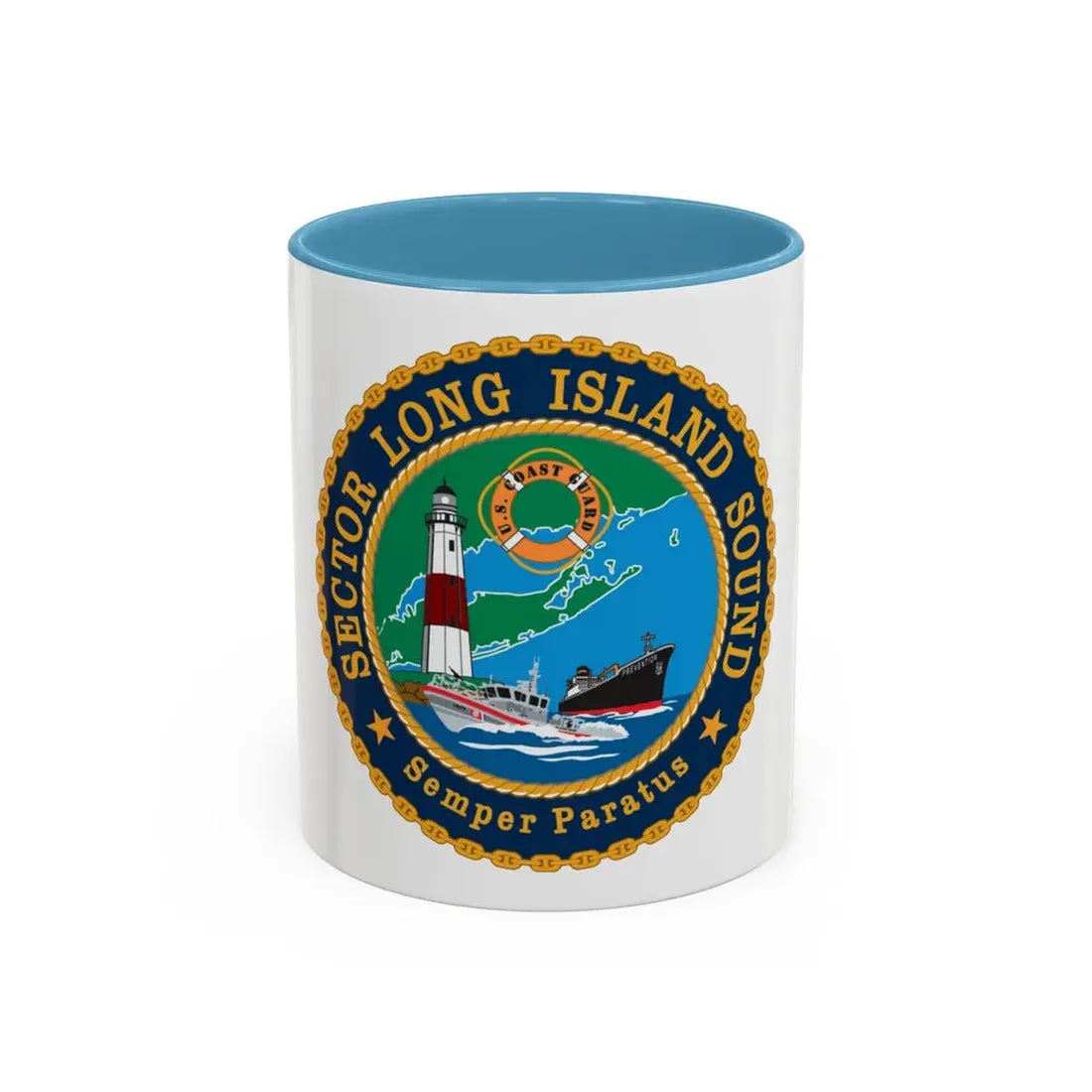 USCG Sector Long Island Sound (U.S. Coast Guard) Accent Coffee Mug 11oz Light Blue - Go Mug Yourself