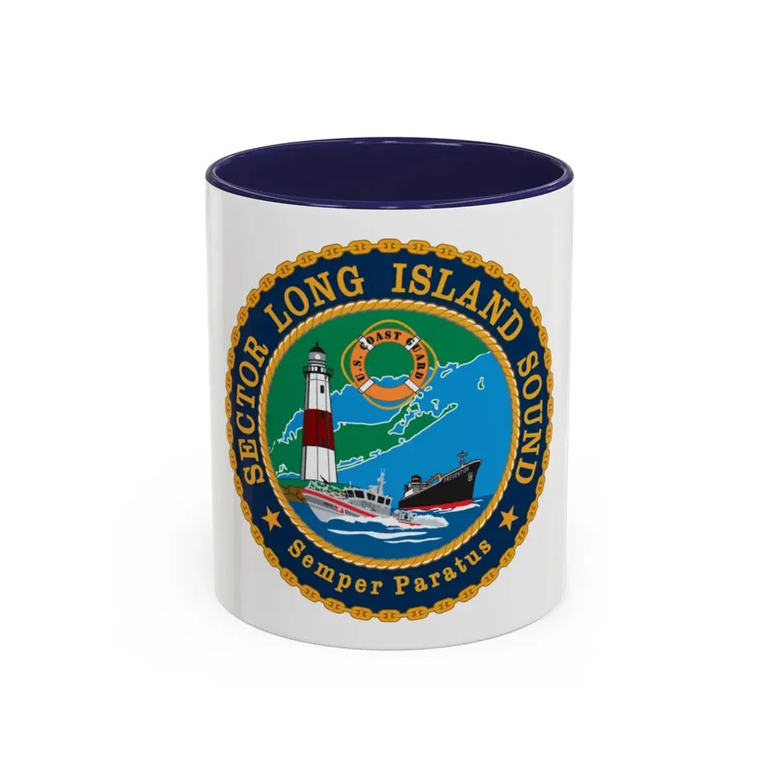 USCG Sector Long Island Sound (U.S. Coast Guard) Accent Coffee Mug 11oz Navy - Go Mug Yourself