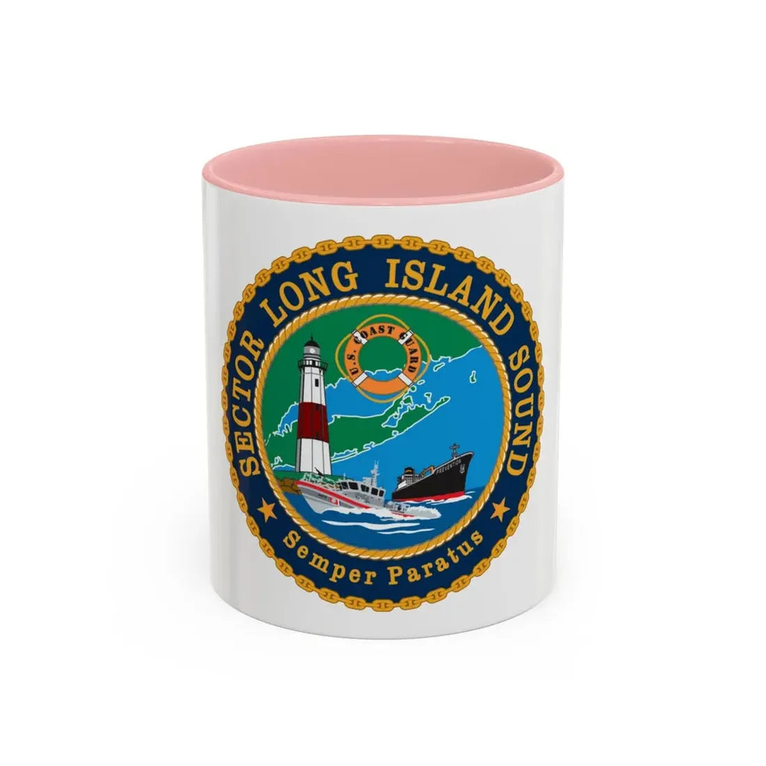 USCG Sector Long Island Sound (U.S. Coast Guard) Accent Coffee Mug 11oz Pink - Go Mug Yourself