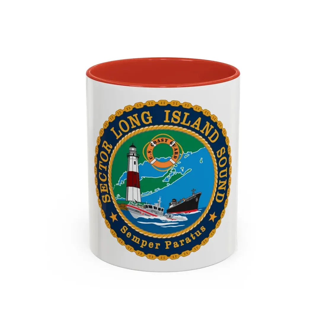 USCG Sector Long Island Sound (U.S. Coast Guard) Accent Coffee Mug 11oz Red - Go Mug Yourself