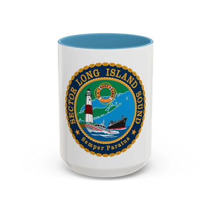 USCG Sector Long Island Sound (U.S. Coast Guard) Accent Coffee Mug 15oz Light Blue - Go Mug Yourself