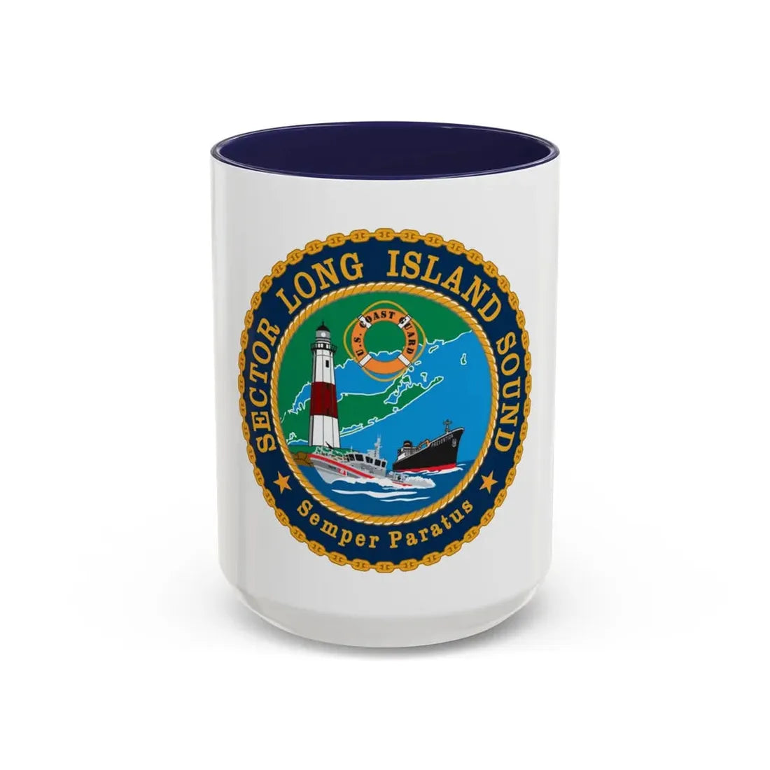 USCG Sector Long Island Sound (U.S. Coast Guard) Accent Coffee Mug 15oz Navy - Go Mug Yourself