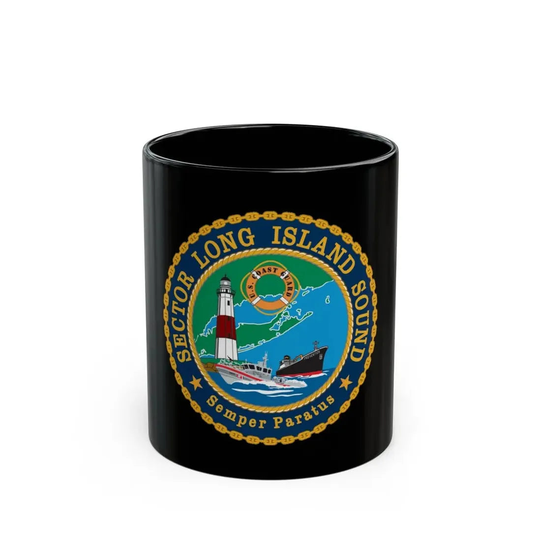 USCG Sector Long Island Sound (U.S. Coast Guard) Black Coffee Mug 11oz - Go Mug Yourself