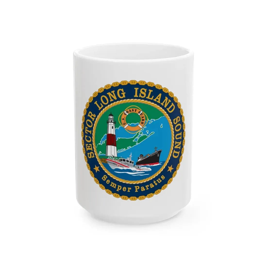 USCG Sector Long Island Sound (U.S. Coast Guard) White Coffee Mug 15oz - Go Mug Yourself