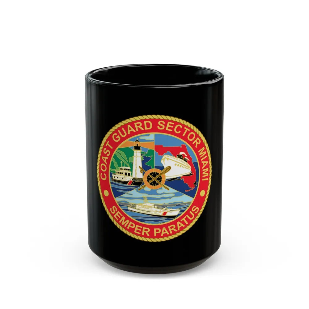 USCG Sector Miami (U.S. Coast Guard) Black Coffee Mug-15oz-Go Mug Yourself