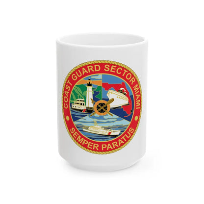 USCG Sector Miami (U.S. Coast Guard) White Coffee Mug-15oz-Go Mug Yourself