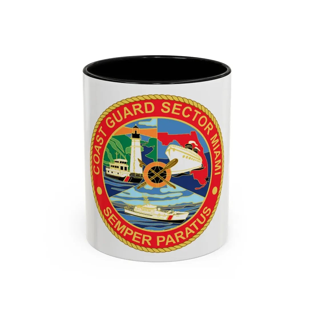 USCG Sector Miami (U.S. Coast Guard) Accent Coffee Mug 11oz Black - Go Mug Yourself