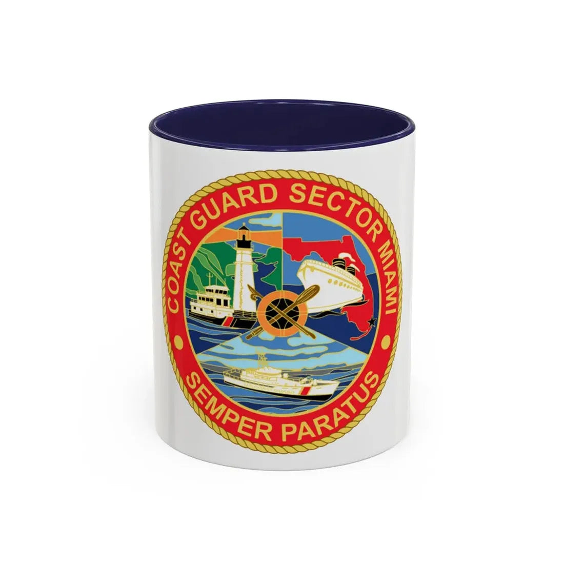 USCG Sector Miami (U.S. Coast Guard) Accent Coffee Mug 11oz Navy - Go Mug Yourself