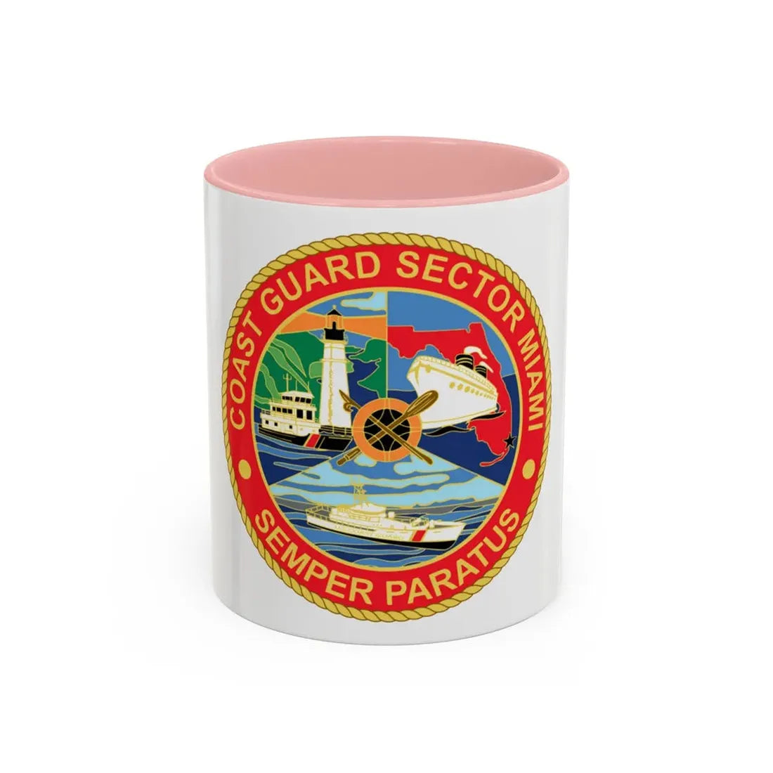 USCG Sector Miami (U.S. Coast Guard) Accent Coffee Mug 11oz Pink - Go Mug Yourself