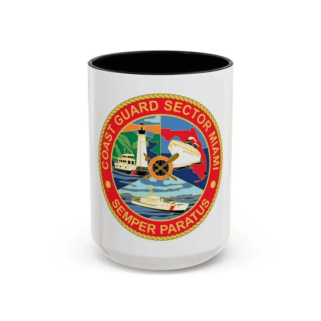 USCG Sector Miami (U.S. Coast Guard) Accent Coffee Mug 15oz Black - Go Mug Yourself