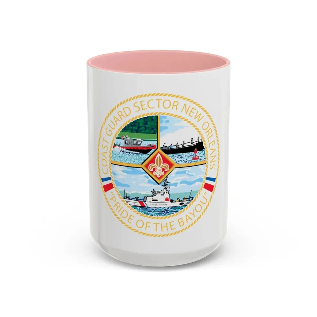 USCG Sector New Orleans   Pride of the Bayou (U.S. Coast Guard) Accent Coffee Mug 15oz Pink - Go Mug Yourself