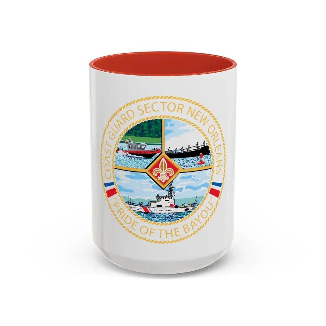 USCG Sector New Orleans   Pride of the Bayou (U.S. Coast Guard) Accent Coffee Mug 15oz Red - Go Mug Yourself