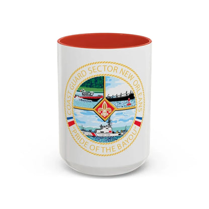 USCG Sector New Orleans   Pride of the Bayou (U.S. Coast Guard) Accent Coffee Mug 15oz Red - Go Mug Yourself