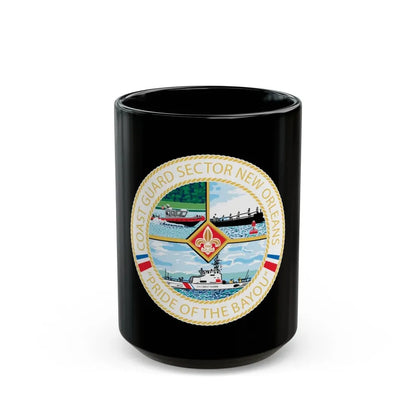 USCG Sector New Orleans   Pride of the Bayou (U.S. Coast Guard) Black Coffee Mug 15oz - Go Mug Yourself