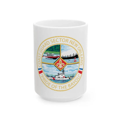 USCG Sector New Orleans   Pride of the Bayou (U.S. Coast Guard) White Coffee Mug 15oz - Go Mug Yourself