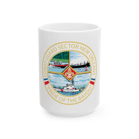 USCG Sector New Orleans   Pride of the Bayou (U.S. Coast Guard) White Coffee Mug 15oz - Go Mug Yourself