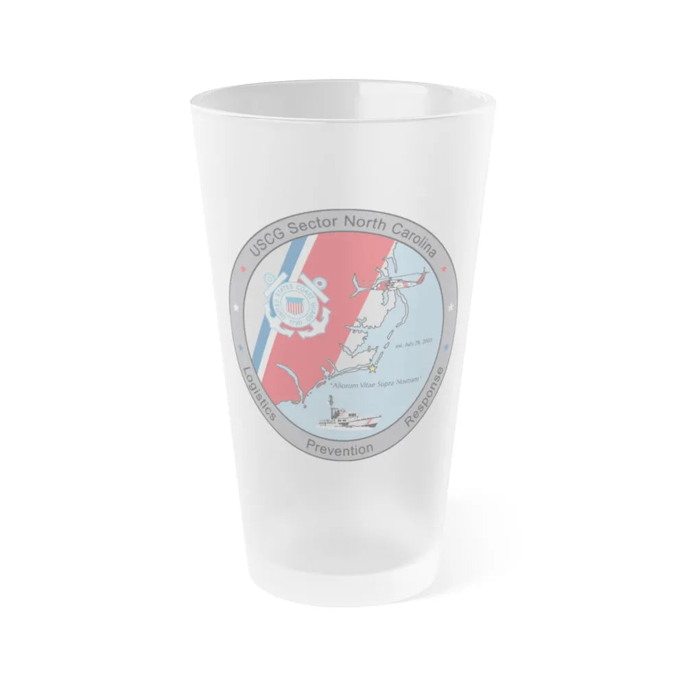 USCG Sector North Carolina (U.S. Coast Guard) Frosted Pint Glass 16oz-Go Mug Yourself