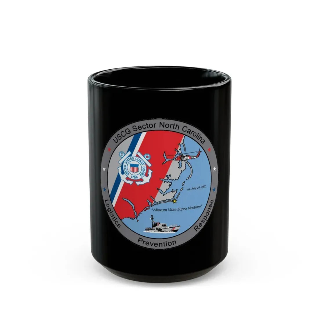 USCG Sector North Carolina (U.S. Coast Guard) Black Coffee Mug 15oz - Go Mug Yourself