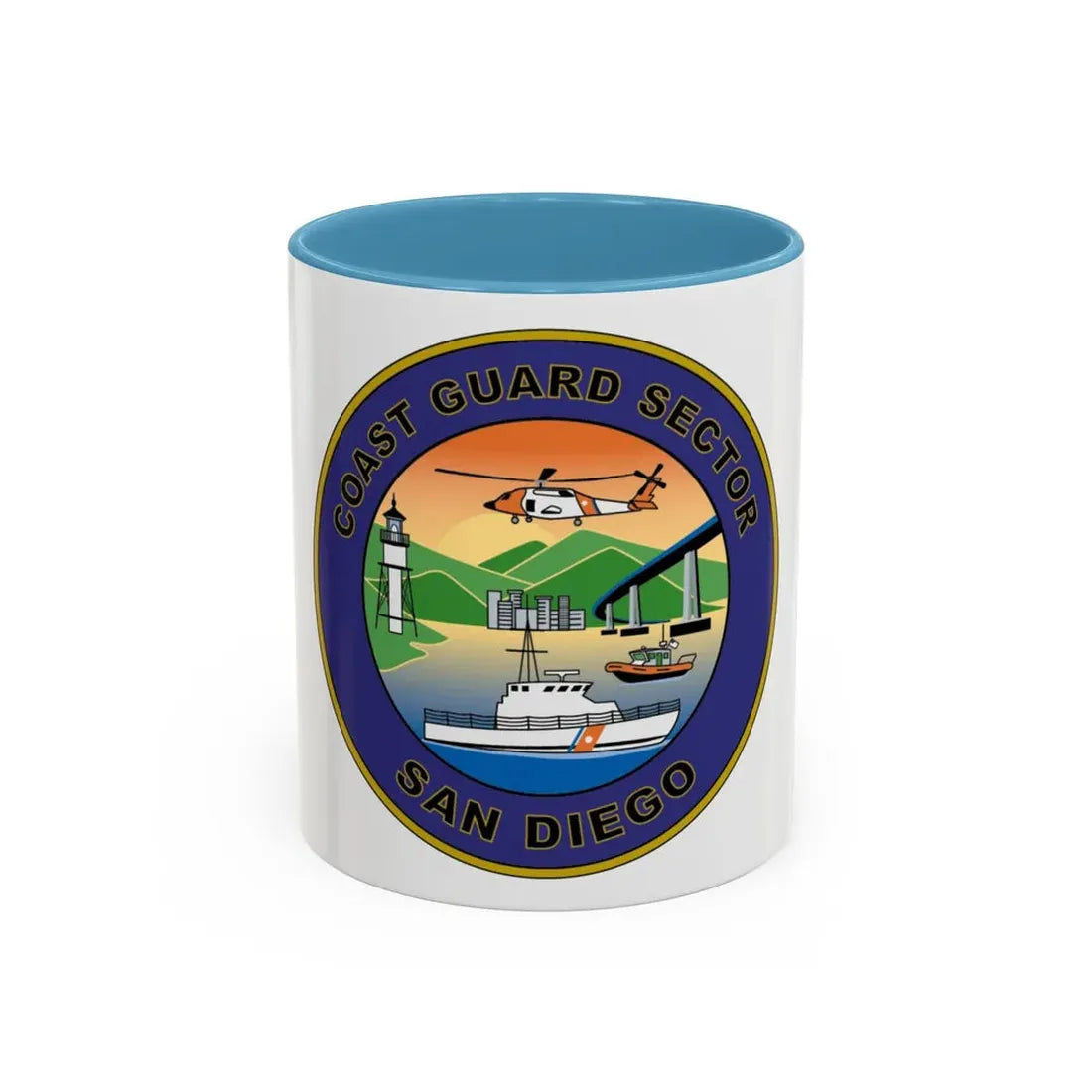 USCG Sector San Diego NEW 07 (U.S. Coast Guard) Accent Coffee Mug 11oz Light Blue - Go Mug Yourself
