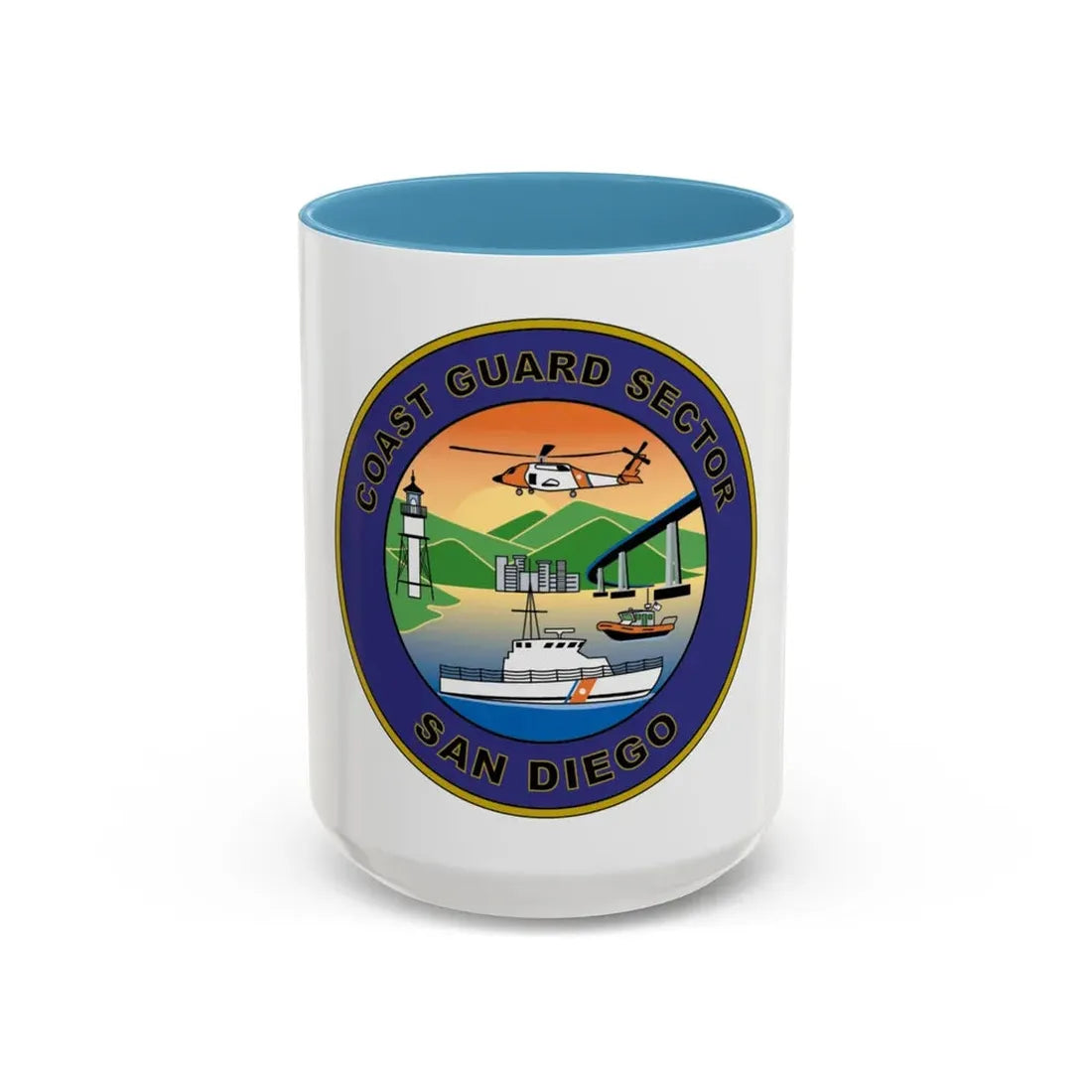 USCG Sector San Diego NEW 07 (U.S. Coast Guard) Accent Coffee Mug 15oz Light Blue - Go Mug Yourself