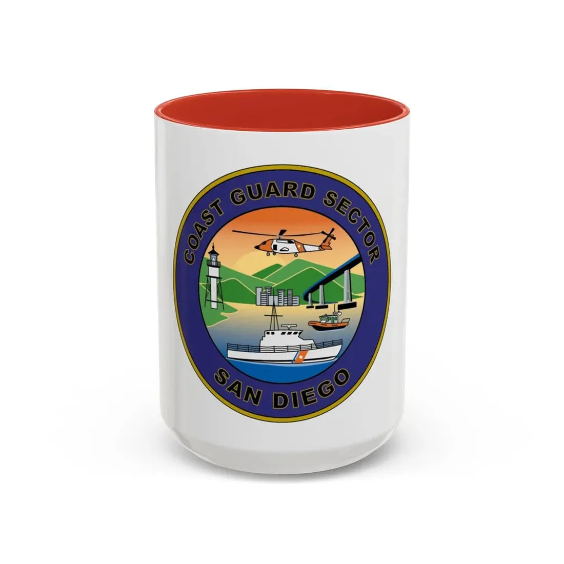 USCG Sector San Diego NEW 07 (U.S. Coast Guard) Accent Coffee Mug 15oz Red - Go Mug Yourself