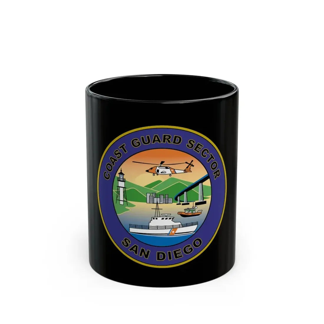 USCG Sector San Diego NEW 07 (U.S. Coast Guard) Black Coffee Mug 11oz - Go Mug Yourself