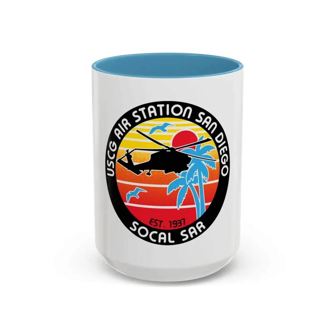 USCG Sector San Diego SOCAL SAR (U.S. Coast Guard) Accent Coffee Mug 15oz Light Blue - Go Mug Yourself