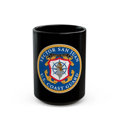 USCG Sector San Juan (U.S. Coast Guard) Black Coffee Mug-15oz-Go Mug Yourself