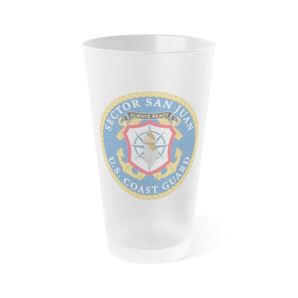 USCG Sector San Juan (U.S. Coast Guard) Frosted Pint Glass 16oz-Go Mug Yourself